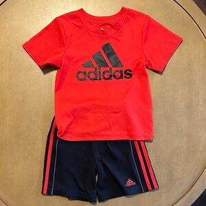 Adidas Kids' Red Tee and Black Shorts Set